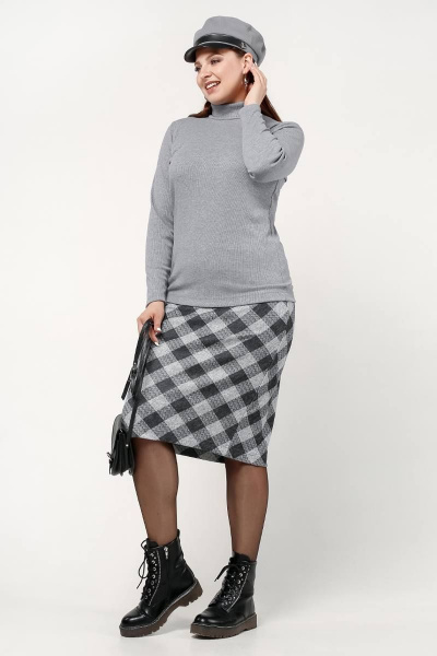 Классическая женская водолазка с воротником-стойкой из лапши La rouge 3891 светло-серый - фото 6