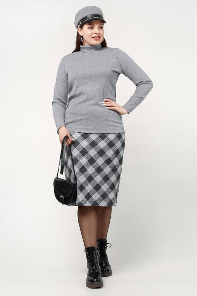 Классическая женская водолазка с воротником-стойкой из лапши La rouge 3891 светло-серый - фото 5