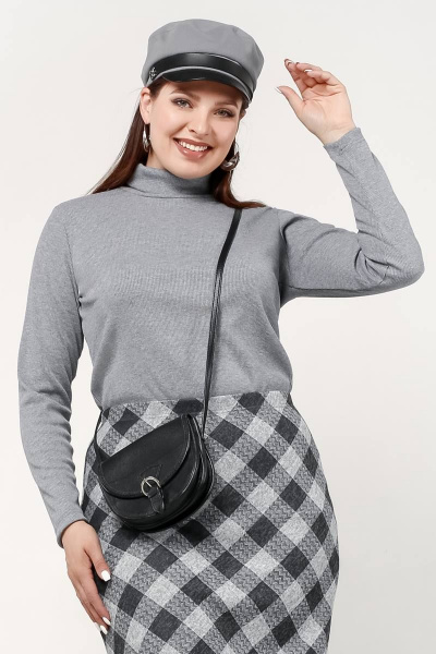 Классическая женская водолазка с воротником-стойкой из лапши La rouge 3891 светло-серый - фото 1