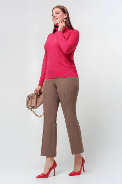Релаксационная водолазка из вискозы с воротником-стойкой La rouge 3895 малина - фото 3