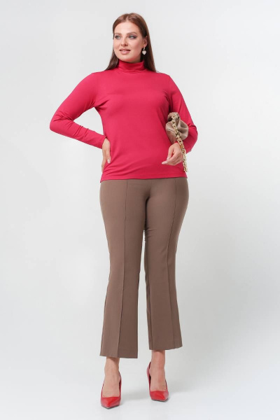 Релаксационная водолазка из вискозы с воротником-стойкой La rouge 3895 малина - фото 2