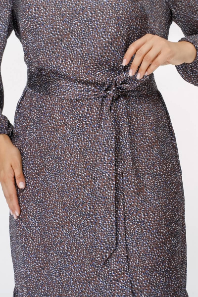 Праздничное атласное платье с воланом и поясом La rouge 5399 камешки-набивной - фото 6