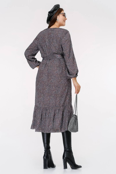 Праздничное атласное платье с воланом и поясом La rouge 5399 камешки-набивной - фото 3