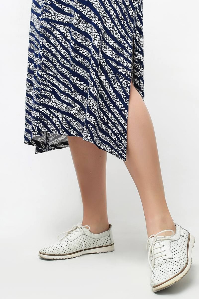 Платье трапециевидное с карманами и швом в стиле зебра La rouge 5417 синий-набивной - фото 7