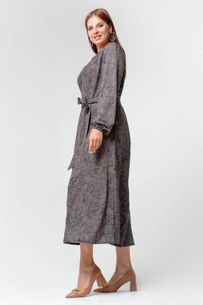 Платье на праздник с рельефами и юбкой расширенной формы La rouge 5418 графит-набивной - фото 3