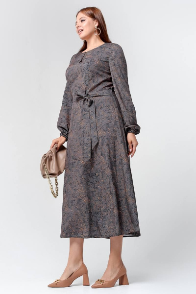 Платье на праздник с рельефами и юбкой расширенной формы La rouge 5418 графит-набивной - фото 2