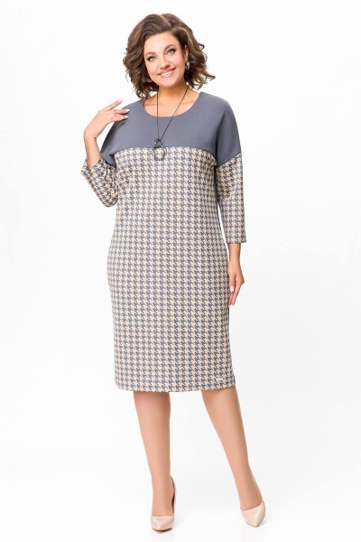 Платье приталенное из трикотажа с карманами и разрезом Swallow 700 - фото 1