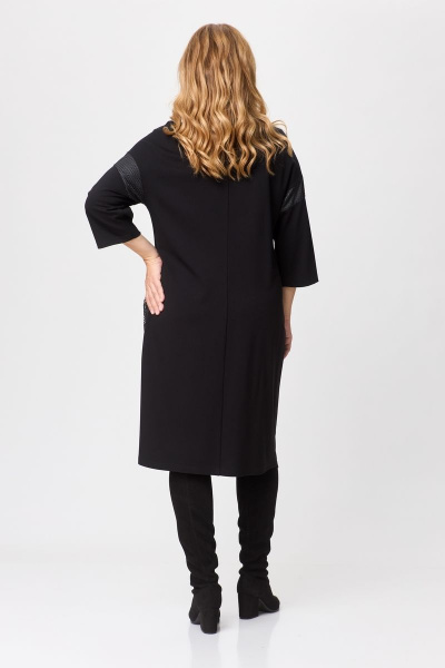 Демисезонное трикотажное платье в пол с отделками из сетки и тесьмы Michel chic 2142 черный - фото 5