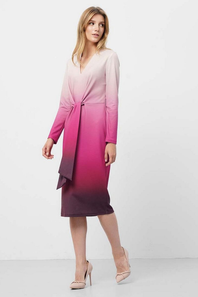 Демисезонное платье с оригинальным поясом и без подкладки Art Ribbon M3946P - фото 3