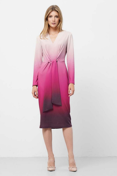 Демисезонное платье с оригинальным поясом и без подкладки Art Ribbon M3946P - фото 2