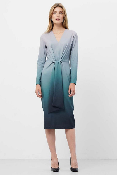 Демисезонное платье с поясом и ассиметричным передом Art Ribbon M3946P_1 - фото 2
