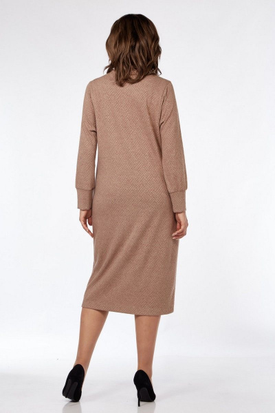 Демисезонное прямое платье из трикотажа с воротником хомут Matini 3.1558/1 капучино - фото 7