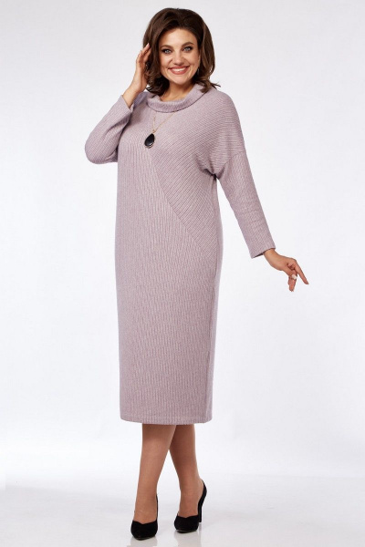 Демисезонное платье с подрезом и рукавами со спущенной линией плеч Matini 3.1656/1 лаванда - фото 5