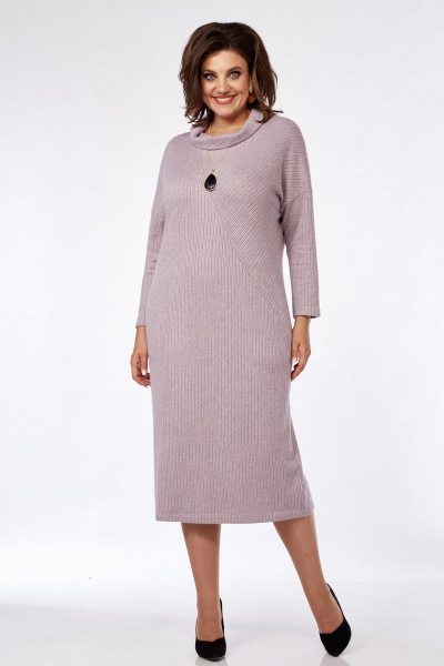Демисезонное платье с подрезом и рукавами со спущенной линией плеч Matini 3.1656/1 лаванда - фото 1