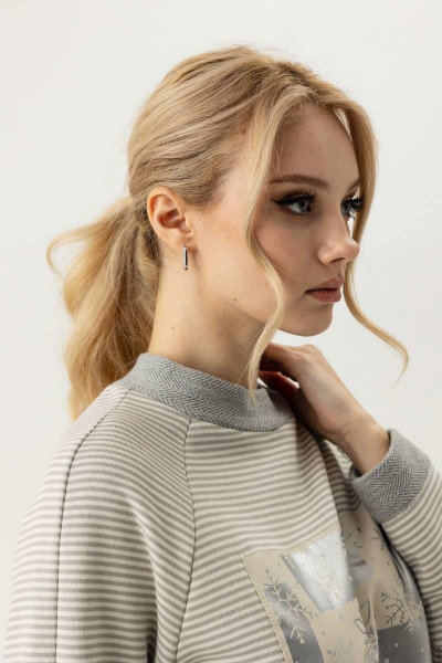 Бежевый, мультиколор, серый джемпер с принтом из трикотажа Femme & Devur 30830 1.54F(170) - фото 4