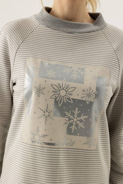 Бежевый, мультиколор, серый джемпер с принтом из трикотажа Femme & Devur 30830 1.54F(170) - фото 3