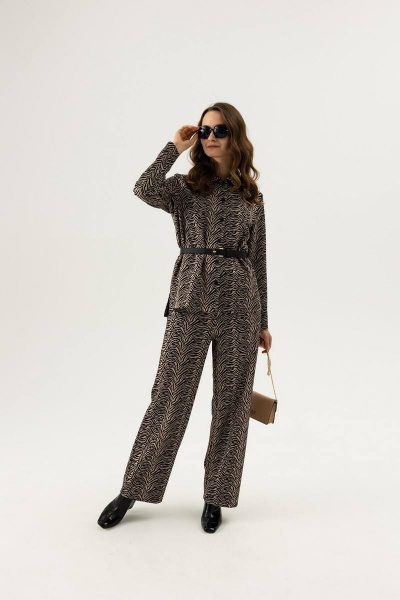 Мультиколор блузка демисезонная с контрастным поясом Femme & Devur 30806 1.32F(170) - фото 2