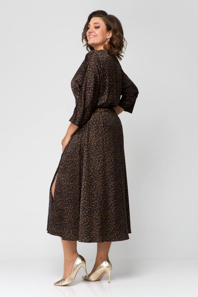 Элегантное платье из текстиля с глубоким разрезом Danaida 2131 леопард - фото 10