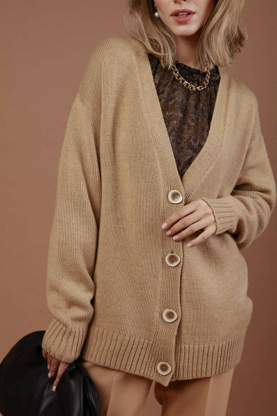 Демисезонный вязаный кардиган с пуговицами и V-образным вырезом Femme & Devur 30452 1.28D(170) - фото 3