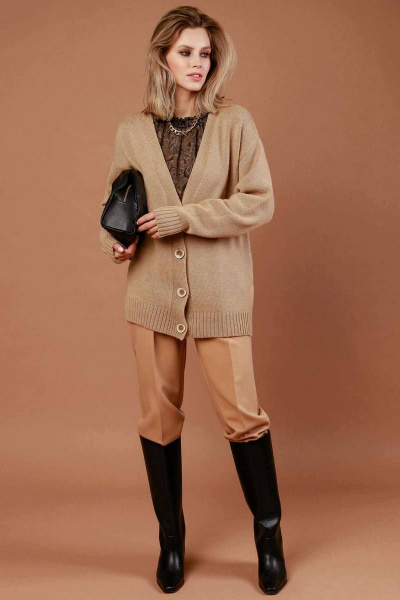 Демисезонный вязаный кардиган с пуговицами и V-образным вырезом Femme & Devur 30452 1.28D(170) - фото 1