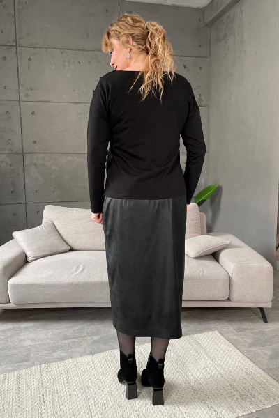 Классический свитер оверсайз из шерстяной пряжи с объемными рукавами Rumoda 2162_дл/р черный - фото 9