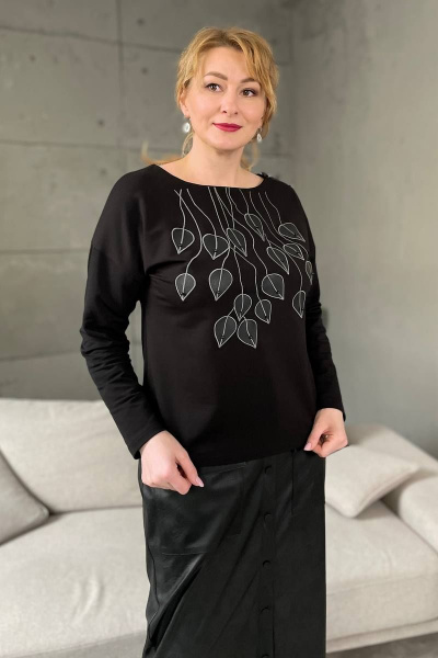 Классический свитер оверсайз из шерстяной пряжи с объемными рукавами Rumoda 2162_дл/р черный - фото 6