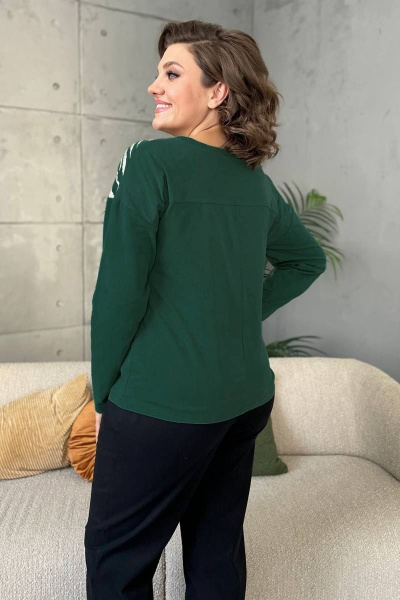 Базовый джемпер из хлопковой трикотажной ткани с принтом Rumoda 2135_дл/р темно-зеленый - фото 6