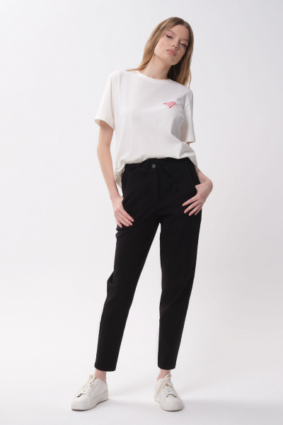 Прямые джинсовые брюки из хлопка с застежкой на тесьму Панда 141560w черный - фото 1