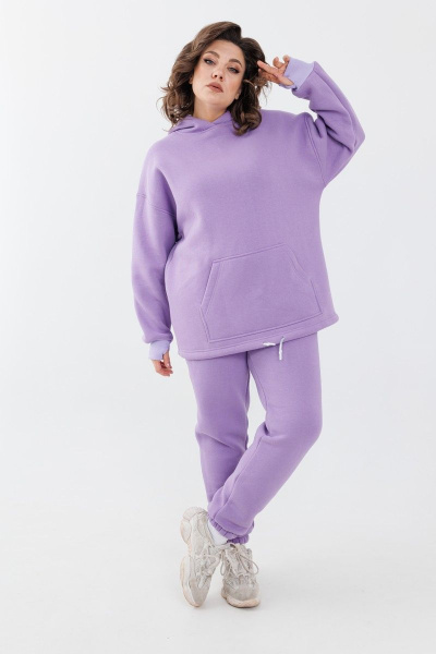 Демисезонный спортивный костюм из трикотажа с капюшоном Anelli 976 лаванда - фото 2
