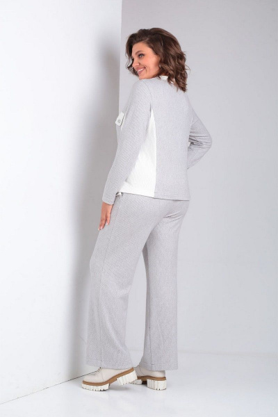 Комплект трикотажный джемпер и брюки с декоративными вставками VIA-Mod 617 св.серый - фото 5