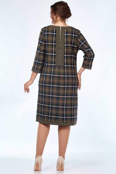 Платье деловое прямого силуэта с карманами и молнией Lady Style Classic 1427/21 зеленые_тона - фото 4