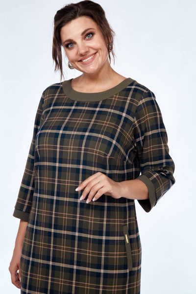 Платье деловое прямого силуэта с карманами и молнией Lady Style Classic 1427/21 зеленые_тона - фото 3