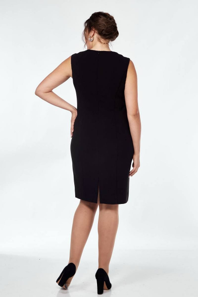 Платье с отрезной линией талии и разрезом, без рукавов Lady Style Classic 746 черный_с_золотым - фото 3