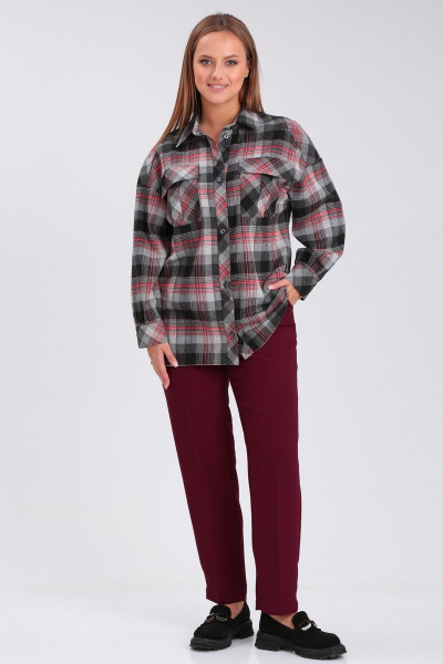 Рубашка с клетчатым принтом и кокеткой для деловых образов Angelina & Сompany 912 - фото 7