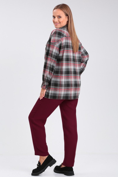 Рубашка с клетчатым принтом и кокеткой для деловых образов Angelina & Сompany 912 - фото 5