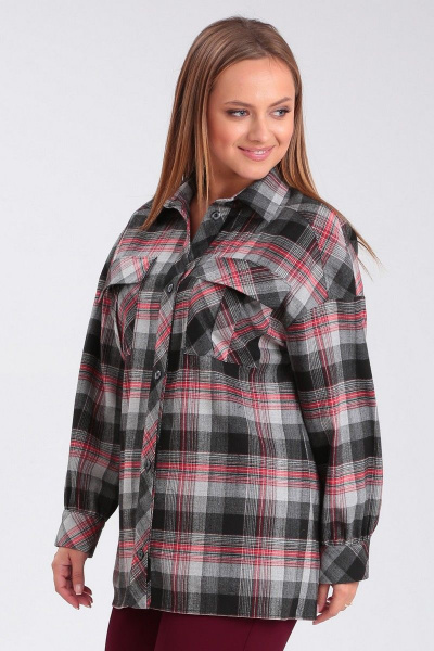 Рубашка с клетчатым принтом и кокеткой для деловых образов Angelina & Сompany 912 - фото 4