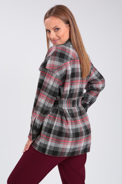 Рубашка с клетчатым принтом и кокеткой для деловых образов Angelina & Сompany 912 - фото 2