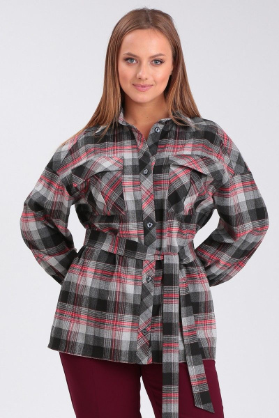 Рубашка с клетчатым принтом и кокеткой для деловых образов Angelina & Сompany 912 - фото 1
