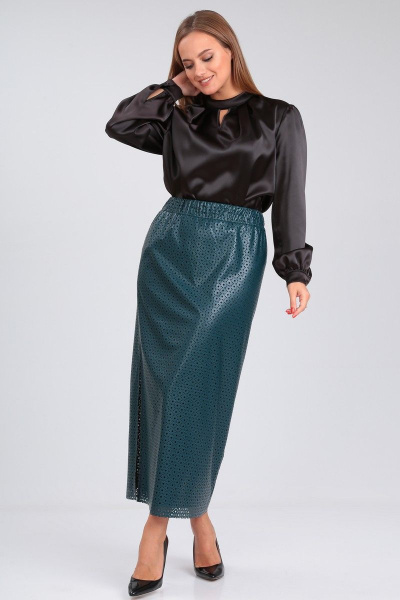 Длина прямая юбка из экокожи с разрезом Angelina & Сo 919 - фото 3