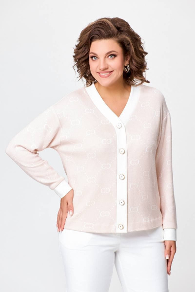 Жакет и юбка деловой костюм с имитацией ручного стежка Swallow 695 беж - фото 11