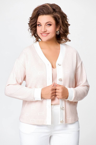 Жакет и юбка деловой костюм с имитацией ручного стежка Swallow 695 беж - фото 10