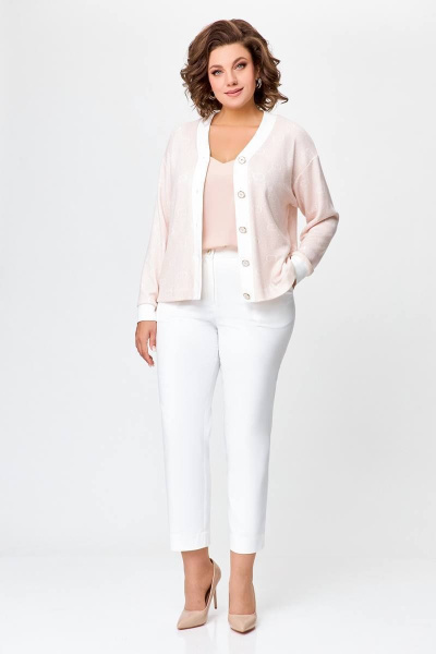 Жакет и юбка деловой костюм с имитацией ручного стежка Swallow 695 беж - фото 9