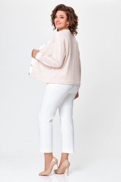 Жакет и юбка деловой костюм с имитацией ручного стежка Swallow 695 беж - фото 8