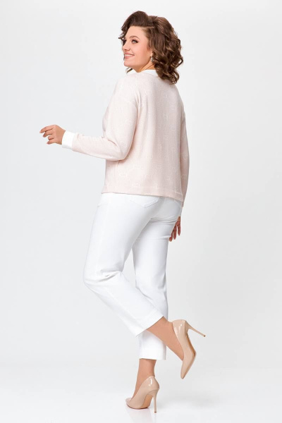 Жакет и юбка деловой костюм с имитацией ручного стежка Swallow 695 беж - фото 5