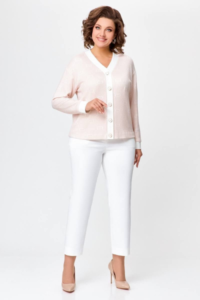 Жакет и юбка деловой костюм с имитацией ручного стежка Swallow 695 беж - фото 1