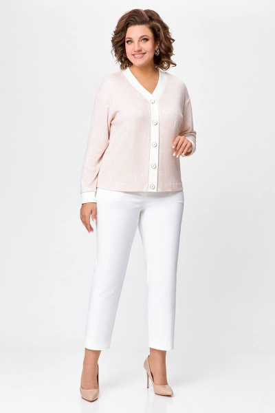 Жакет и юбка деловой костюм с имитацией ручного стежка Swallow 695 беж - фото 2