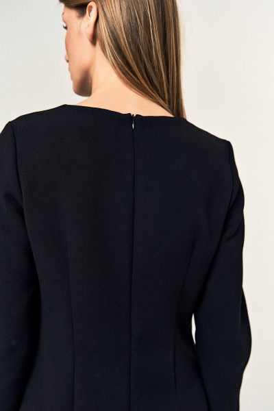 Черное платье с втачным рукавом и яркими пуговицами из трикотажа LeNata 11352 черный - фото 7