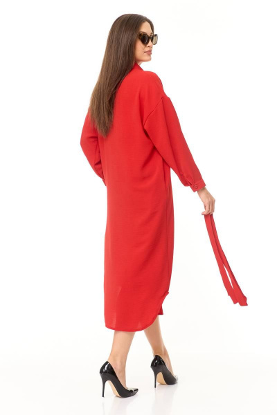 Демисезонное платье свободного силуэта с разрезами Taita plus 2332 красный - фото 8