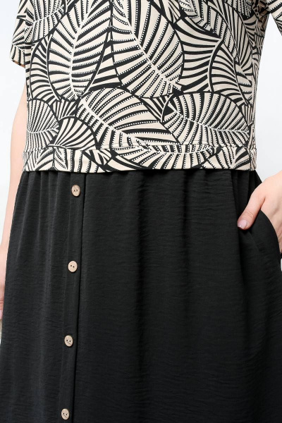 Платье большого размера с воланом и карманами La rouge 5431 беж-(черный) - фото 5