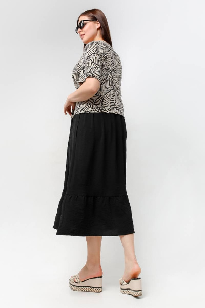 Платье большого размера с воланом и карманами La rouge 5431 беж-(черный) - фото 4